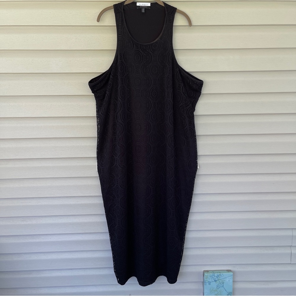 Eloquii Black Lace Crochet Sleeveless Racerback Maxi Dress Size 26/28